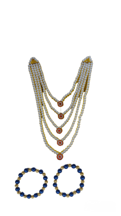 Kanha Dhoti with Pagdi and Pearl Jewellery Set - Image 4