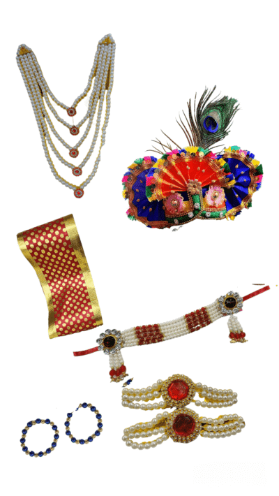 Kanha Dhoti with Pagdi and Pearl Jewellery Set - Image 9