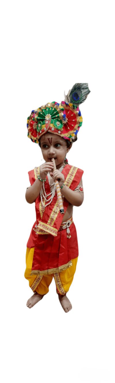 Kanha Dhoti with Pagdi and Pleats and Pearl Jewellery Set - Image 4