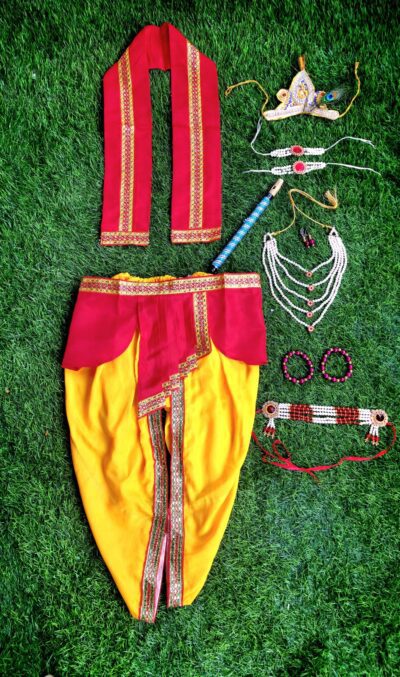 Kanha Dhoti with Pleats and Pearl Jewellery Set